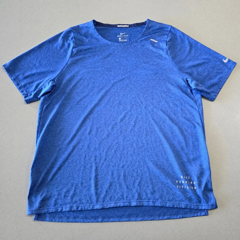Nike Running Division‎ Dri-FIT Blue Heathered Short Sleeve T-Shirt Mens Large
